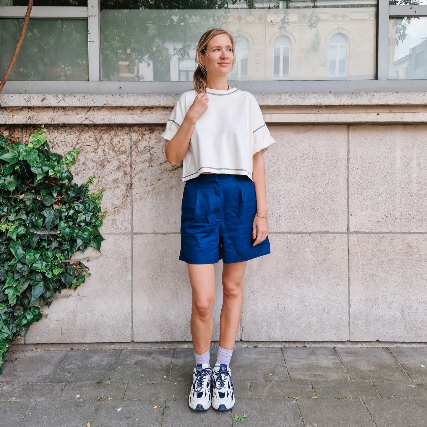 LAST ONE in 40 - Lia Hemp Shorts - Blue Night