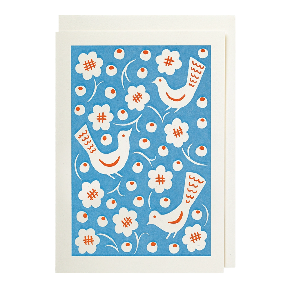 Archivist Gallery Notelet - Blue Bird Pattern
