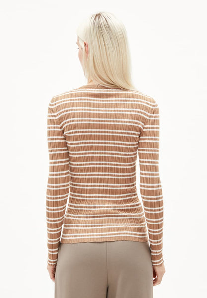 Knitted Longsleeve Alaania Chiffron Stripes - Beige Blond/Light Oatmilk