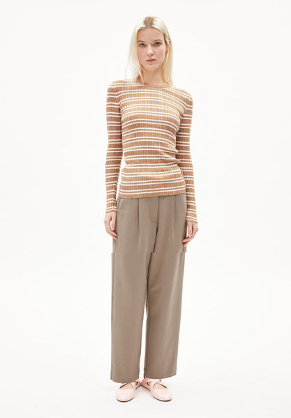 Knitted Longsleeve Alaania Chiffron Stripes - Beige Blond/Light Oatmilk