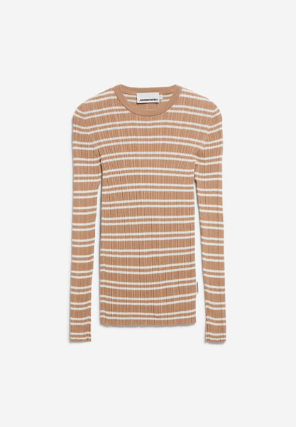 Knitted Longsleeve Alaania Chiffron Stripes - Beige Blond/Light Oatmilk