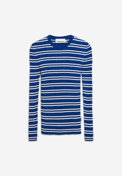 Knitted Longsleeve Alaania Chiffron Stripes - Lapis Blue/Oatmilk