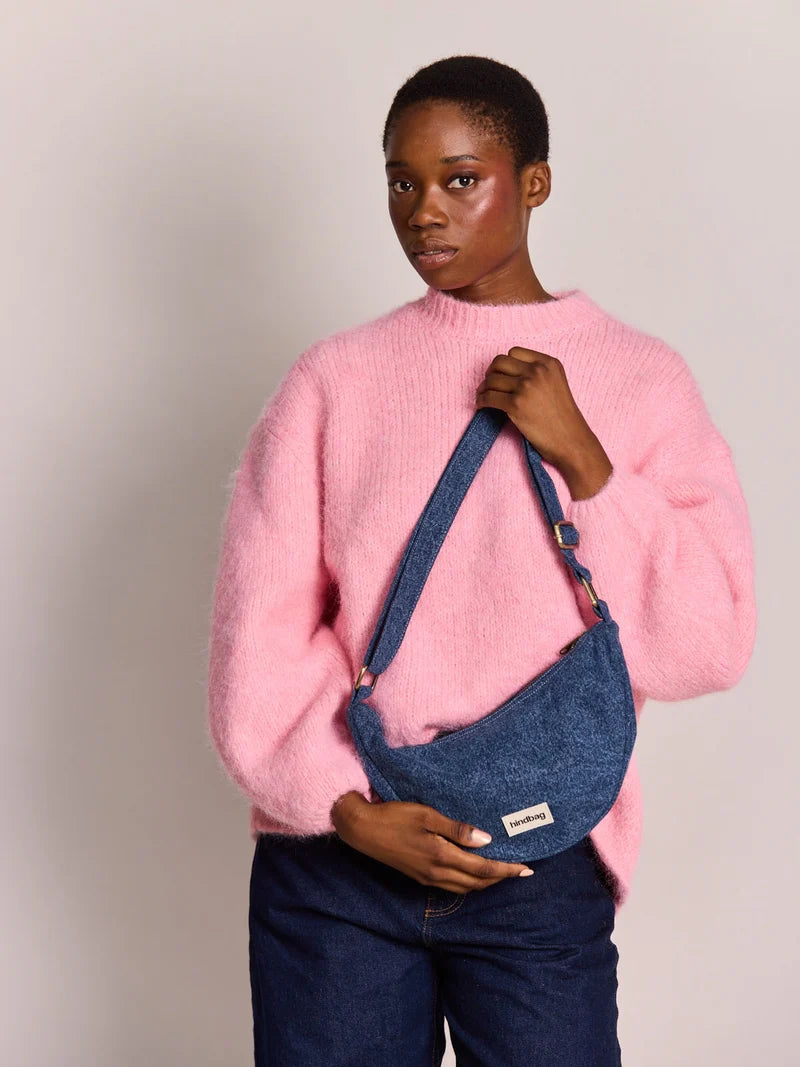 Andrea Half Moon Bag - Dark Blue Denim