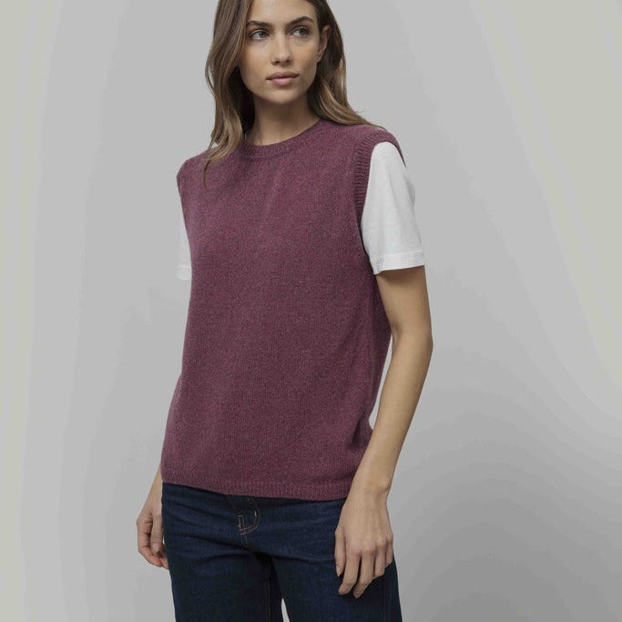 Angela Cashmere Gilet - Red Marsala