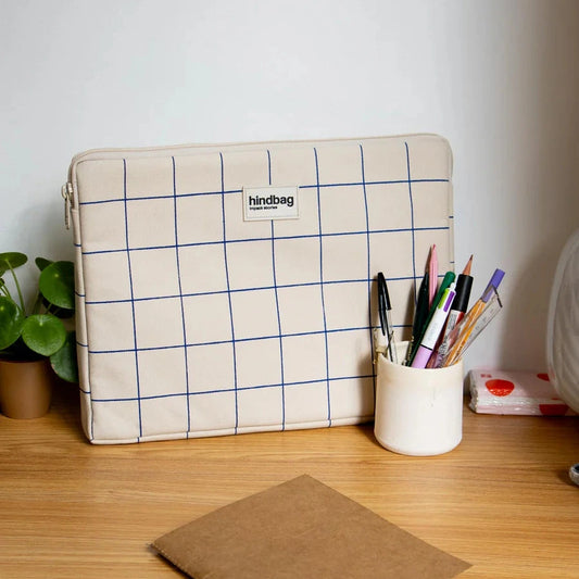 The Notebook Ava Laptop Sleeve - Ecru/Blue