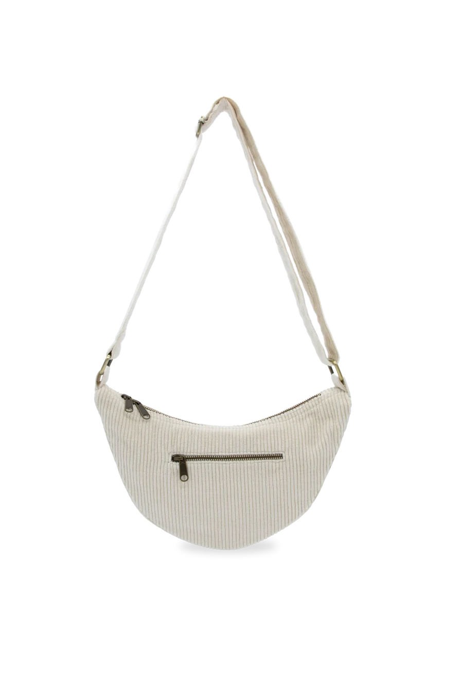 Andrea Velvet Half Moon Bag - Offwhite