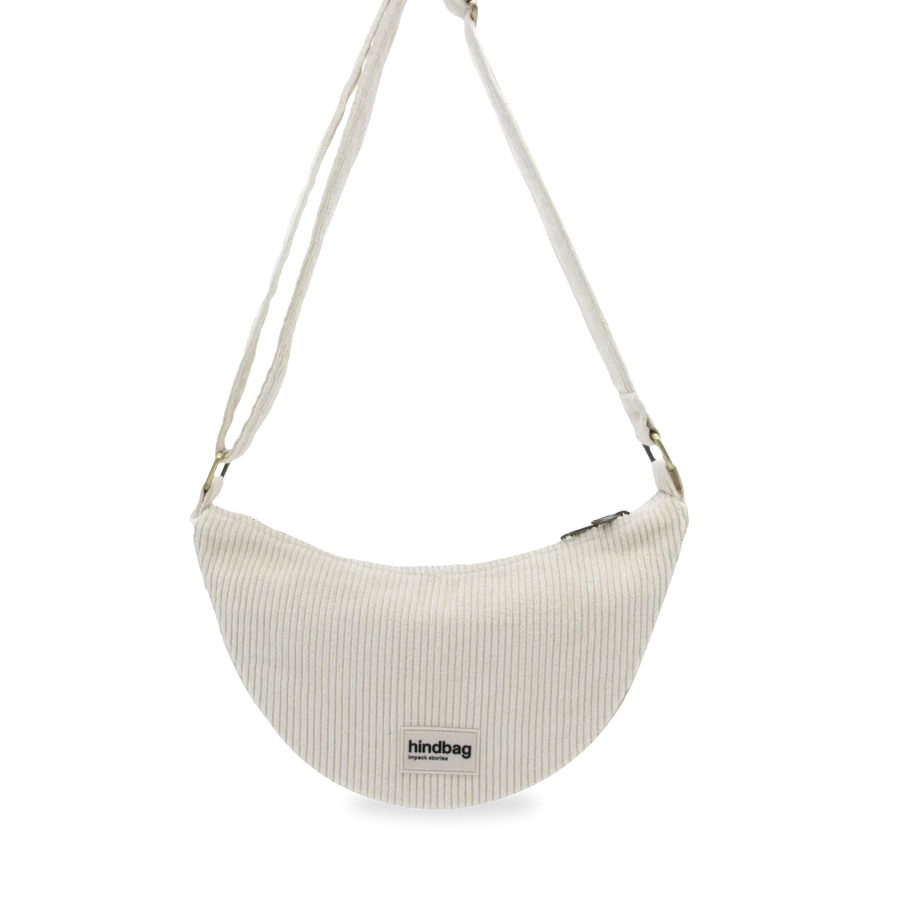 Andrea Velvet Half Moon Bag - Offwhite