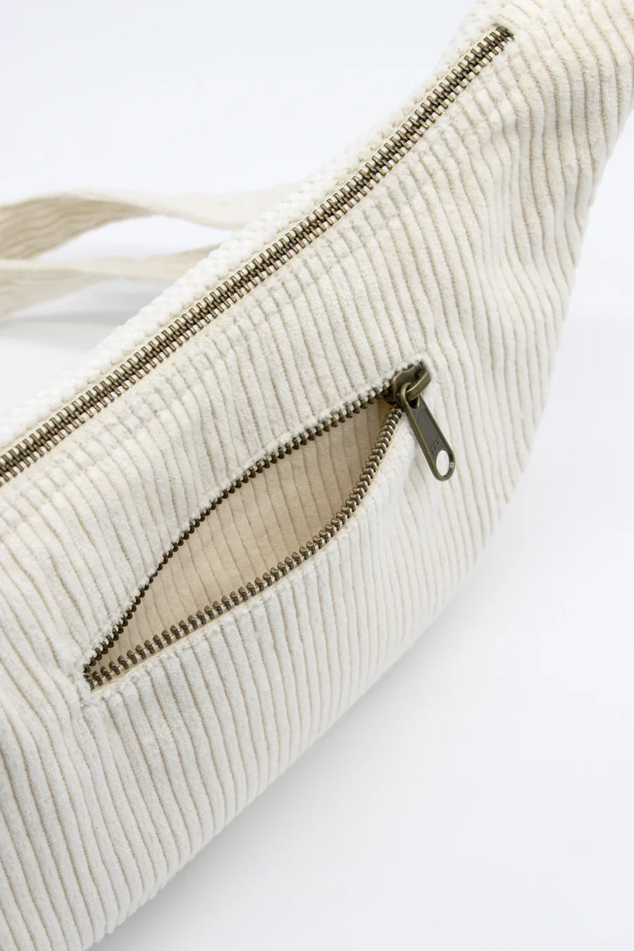 Andrea Velvet Half Moon Bag - Offwhite