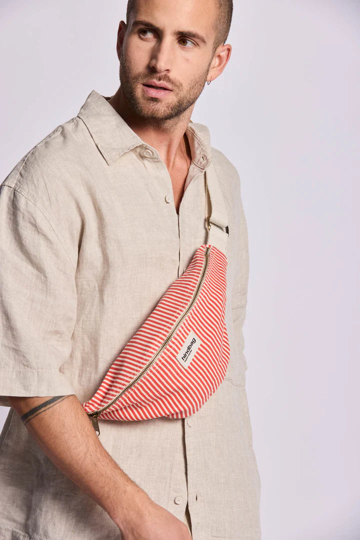 Olivia Banana bag - Thin Stripes Red