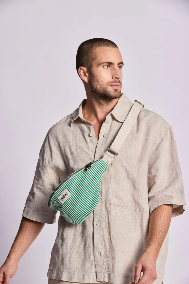 Olivia Banana bag - Thin Stripes Green