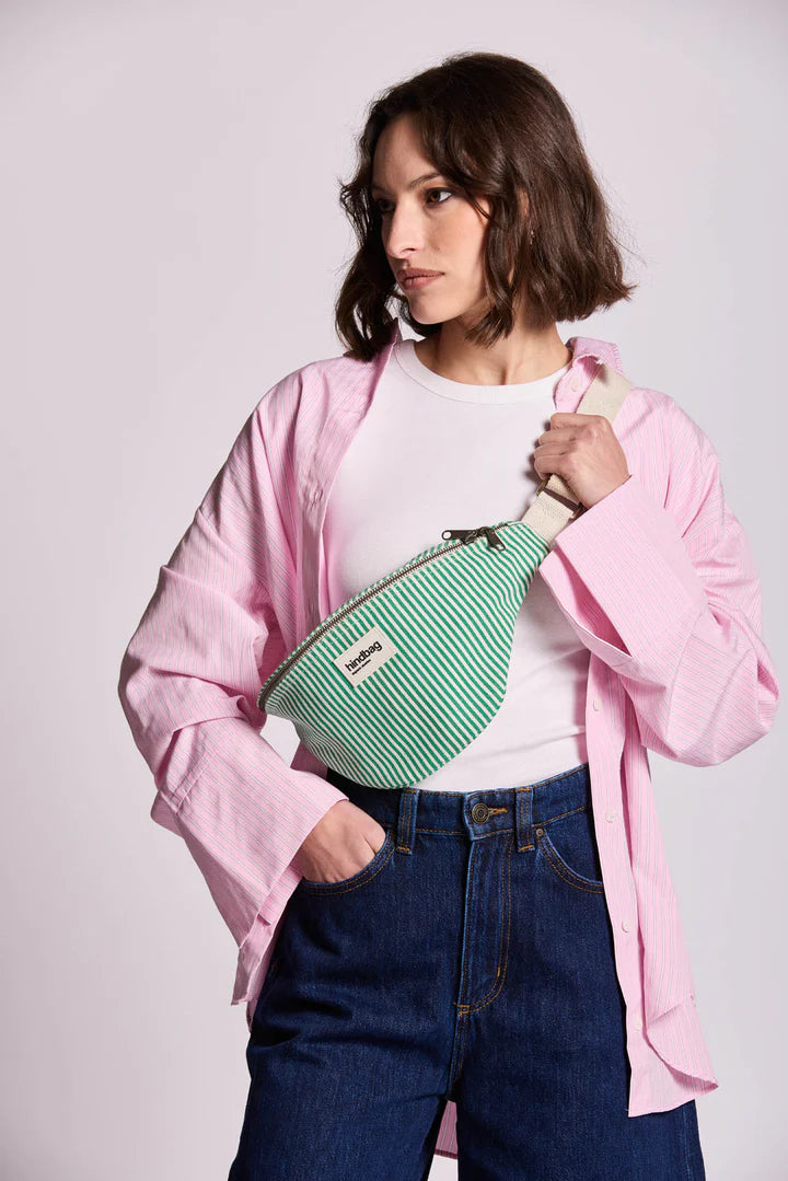 Olivia Banana bag - Thin Stripes Green