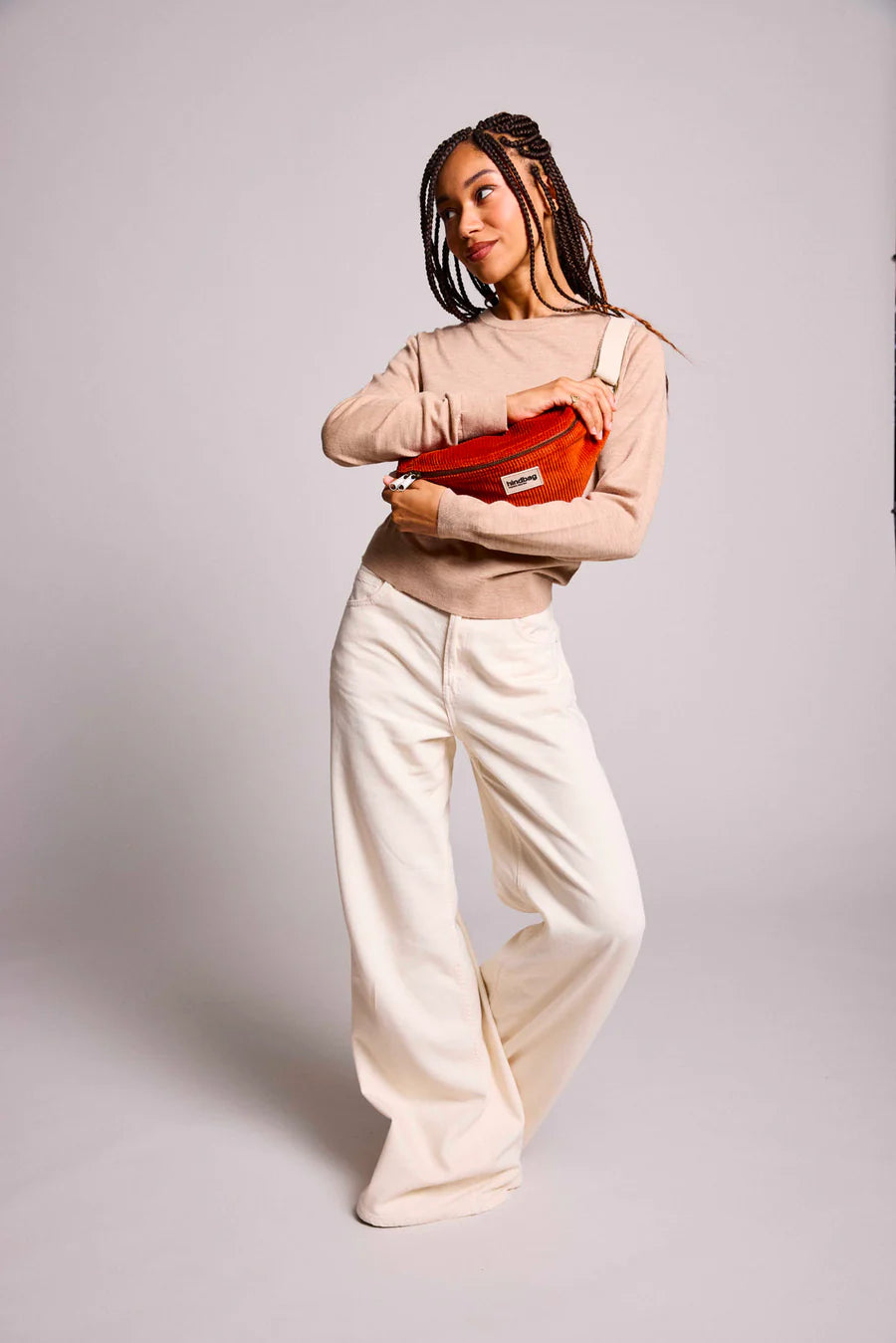 Olivia Velvet Banana bag - Brick