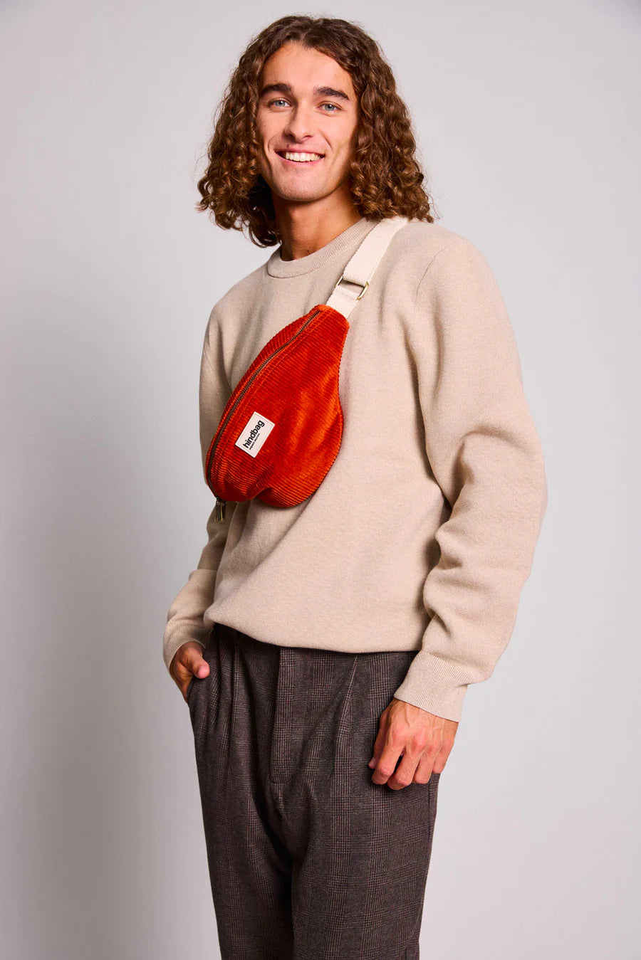 Olivia Velvet Banana bag - Brick