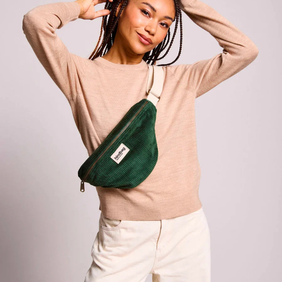 Olivia Velvet Banana bag - Pine Green