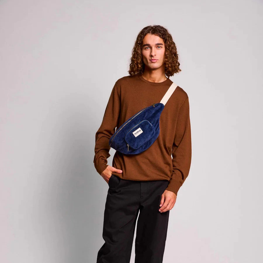 Sofia Velvet Banana Bag XL - Navy