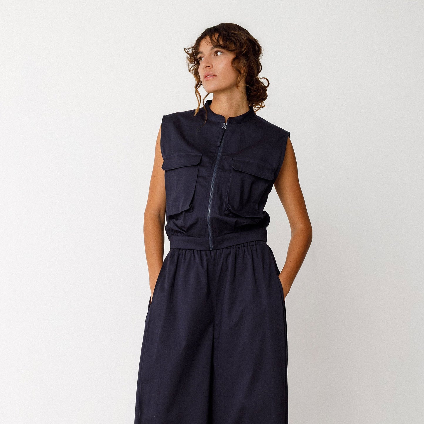 Bea Zipper Shirt - Navy