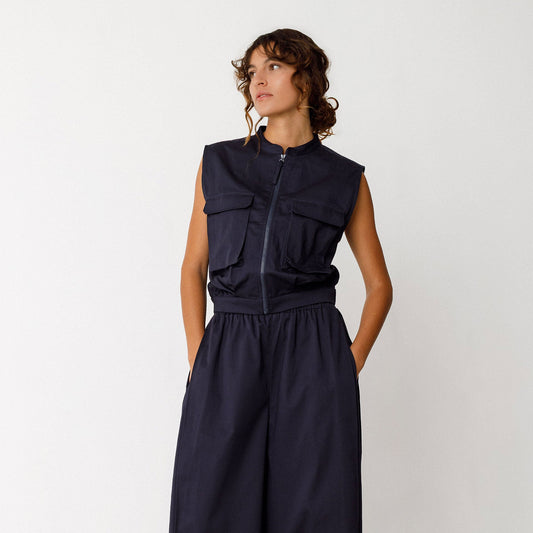 Bea Zipper Shirt - Navy