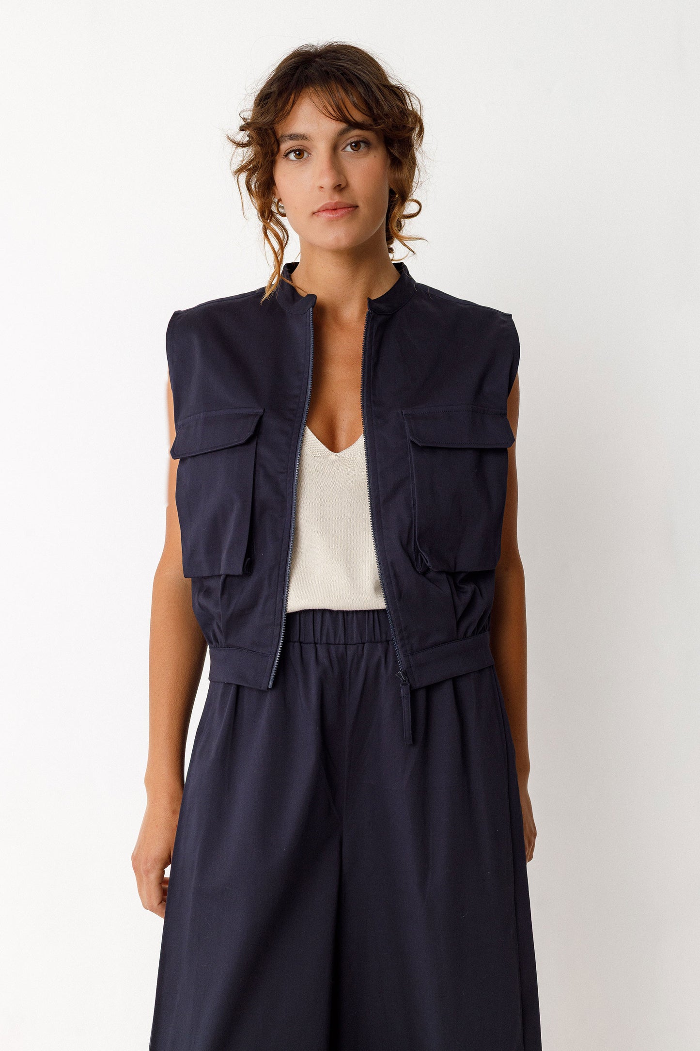 Bea Zipper Shirt - Navy