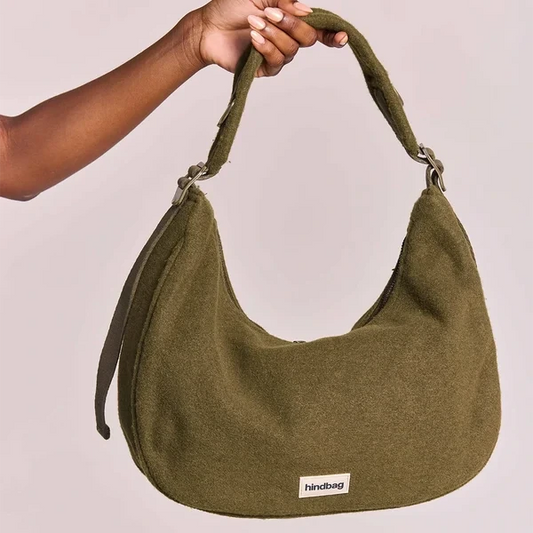 Bianca Shoulder Bag - Khaki Wool Effect