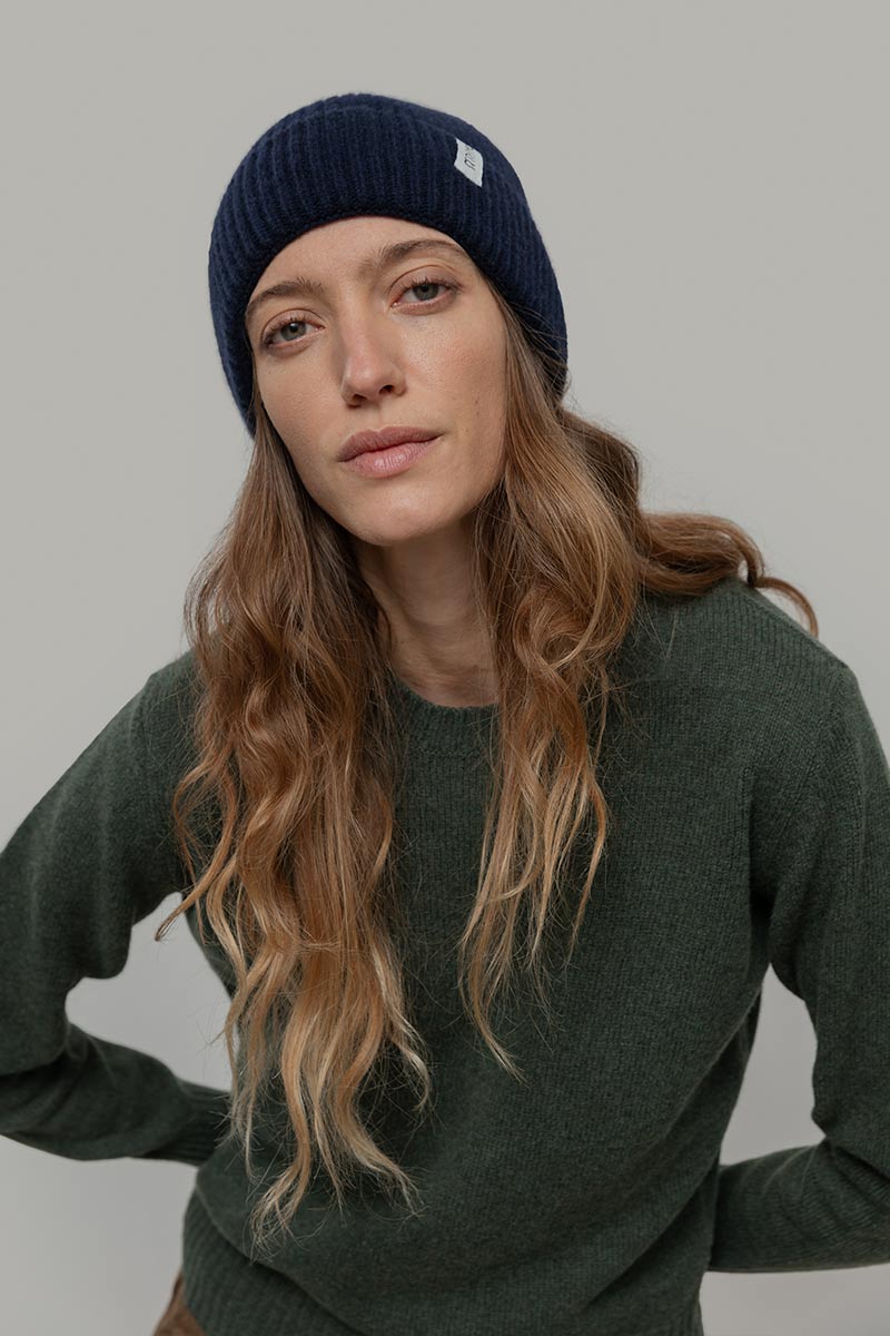 Rifo Recycled Cashmere Beanie Marcello - Blue Mora