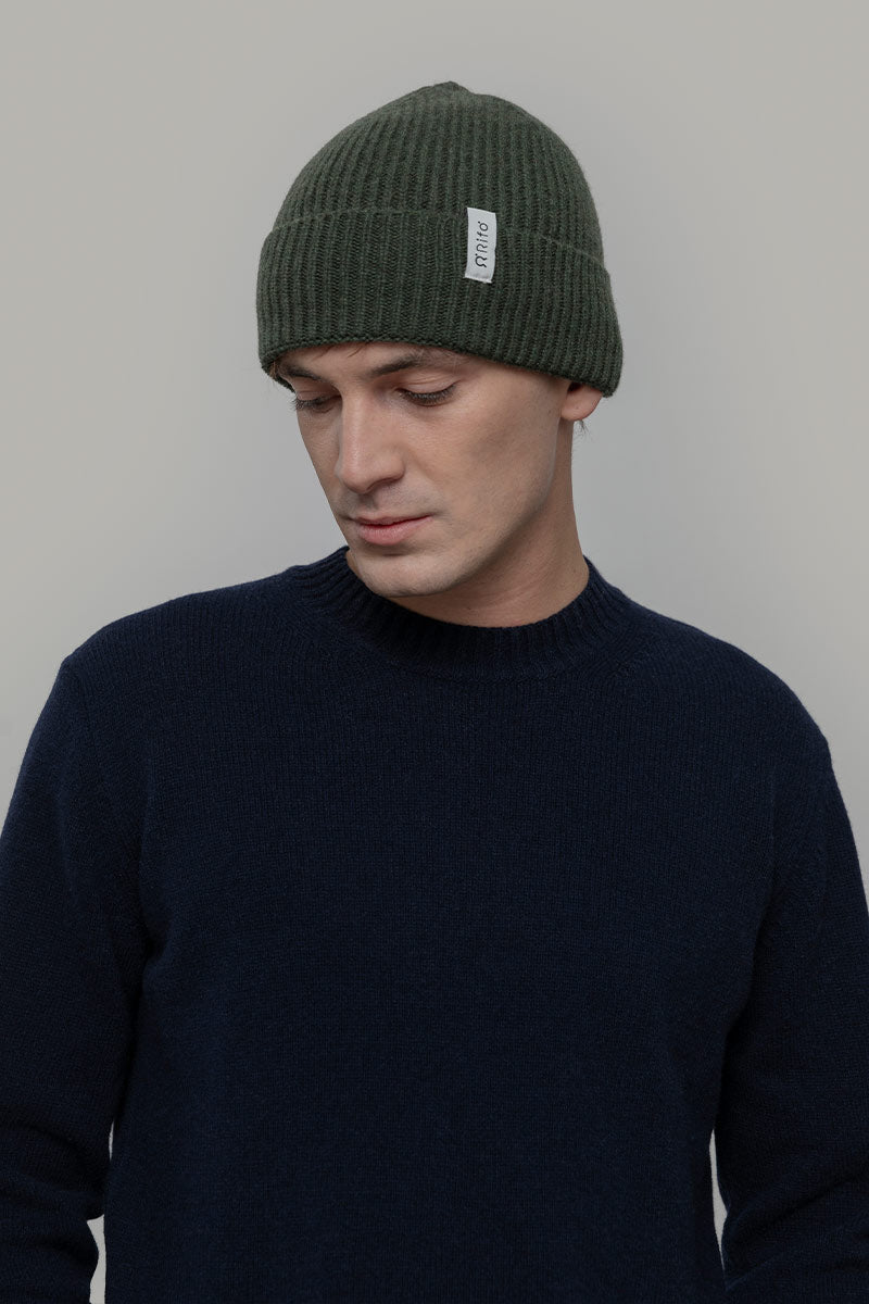 Rifo Recycled Cashmere Beanie Marcello - Forest Green