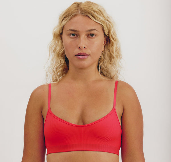 Organic Basics Naked Rib Bralette - Strawberry