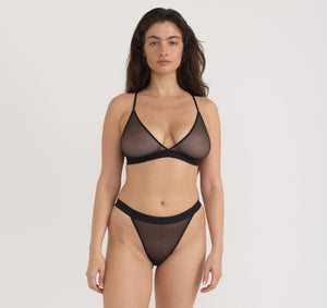 Mesh Triangle Bralette - Black