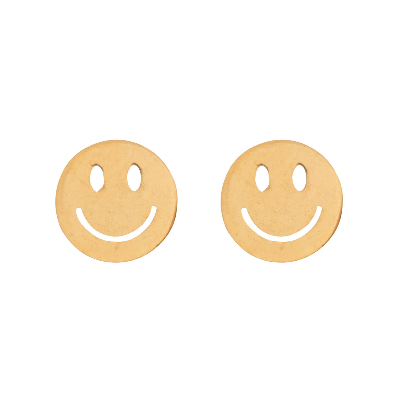Davie Smiley Face Stud Earrings - Gold