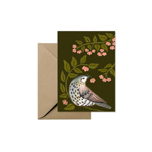 Mini Greeting Card - Mistle Trush & Grosbeak