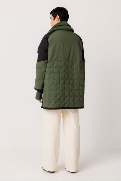 Edurra Coat - Black/Off White/Green