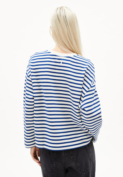 Frankaa Maarlen Stripe Sweater - Undyed/Lapis Blue