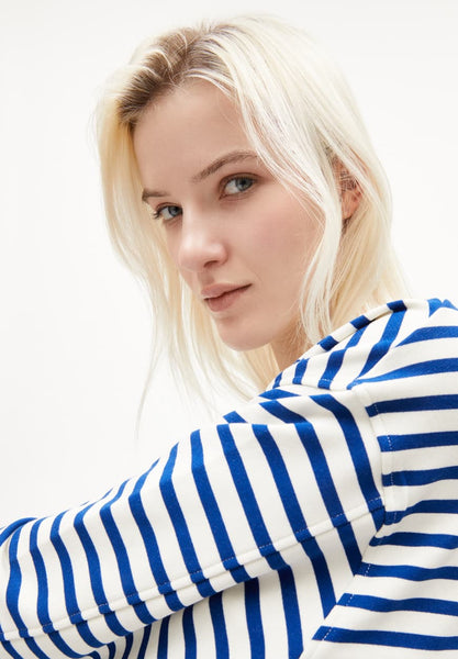 Frankaa Maarlen Stripe Sweater - Undyed/Lapis Blue