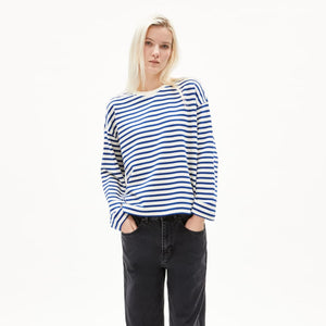 Frankaa Maarlen Stripe Sweater - Undyed/Lapis Blue