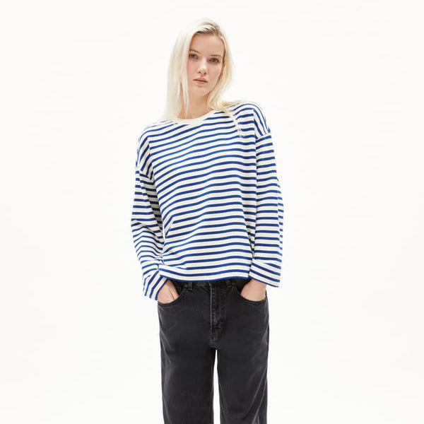 Frankaa Maarlen Stripe Sweater - Undyed/Lapis Blue