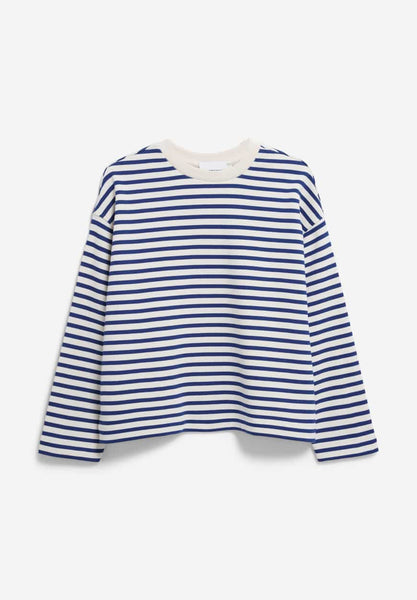 Frankaa Maarlen Stripe Sweater - Undyed/Lapis Blue