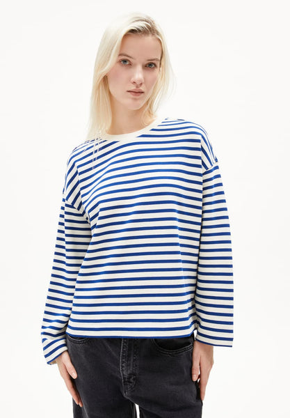 Frankaa Maarlen Stripe Sweater - Undyed/Lapis Blue