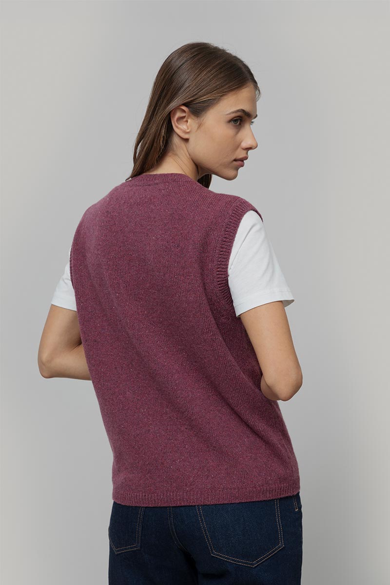 Angela Cashmere Gilet - Red Marsala