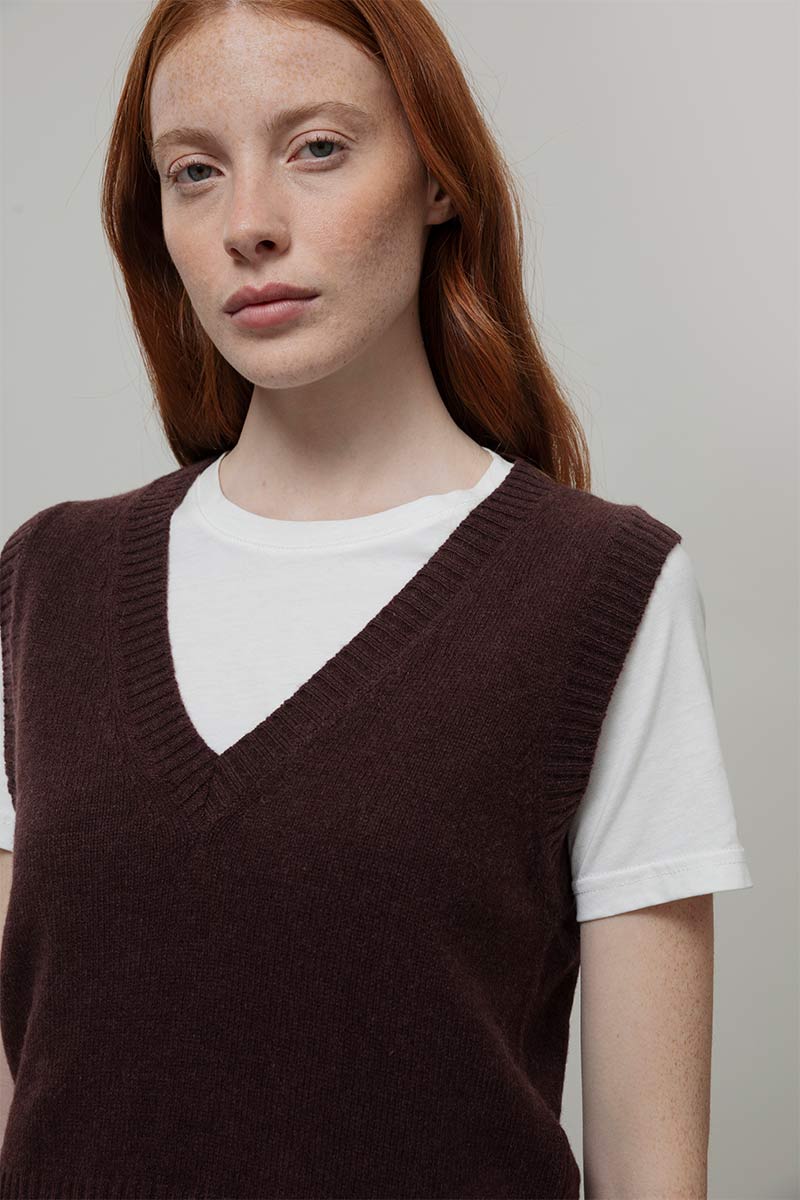 Melania Wool Vest - Brown Caffè