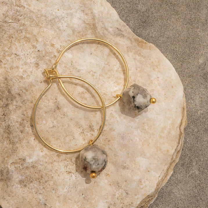 Essyello Grey Stone Hoops