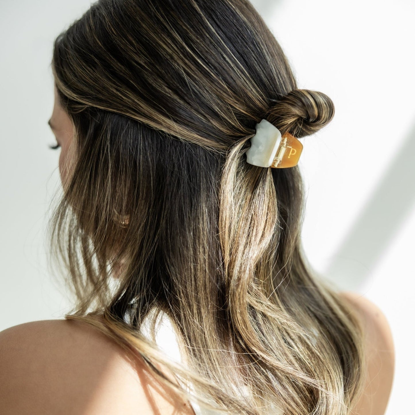 Hair Clip Twiggy Small - Soft Brown/Sugarwhite