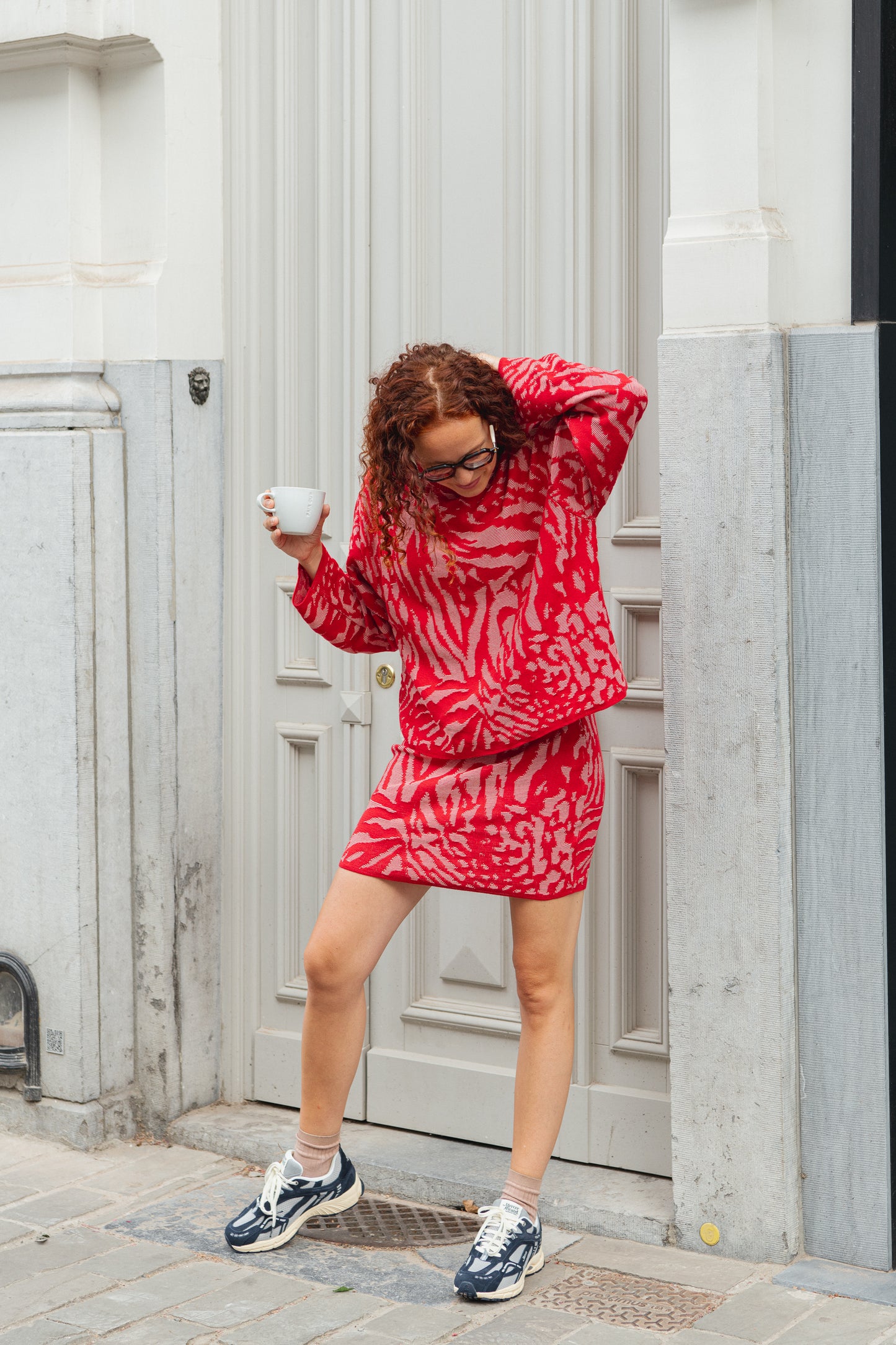 Adak Animal Knitted Skirt - True Red