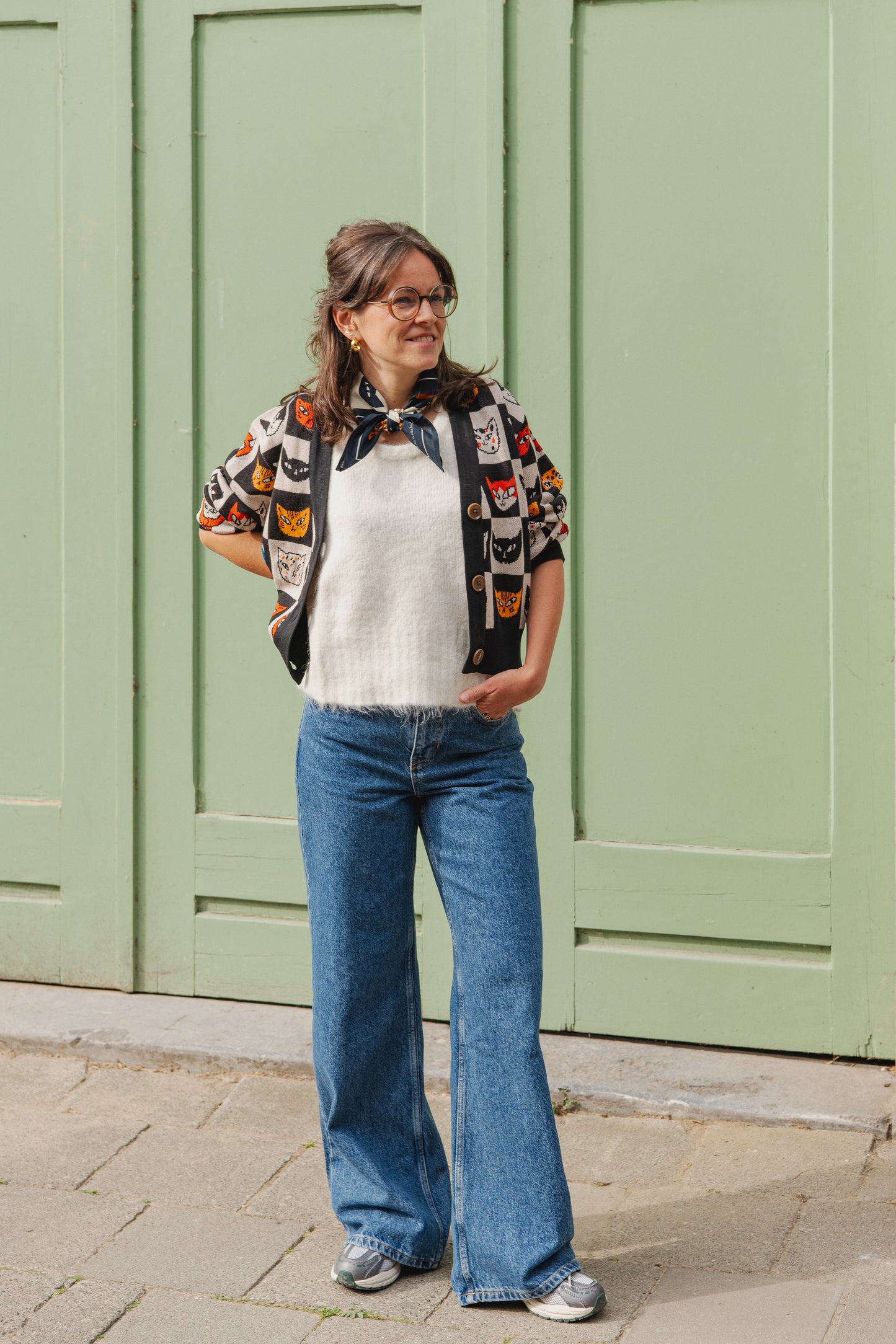 LAST ONE in L - Kanan Cat Bingo Cardigan - Black