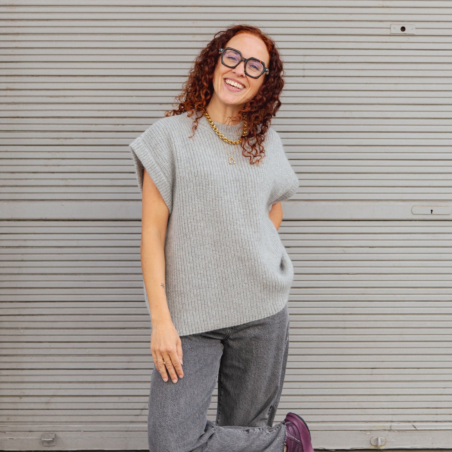 Wool Slipover Jumper / Vest - Light Grey