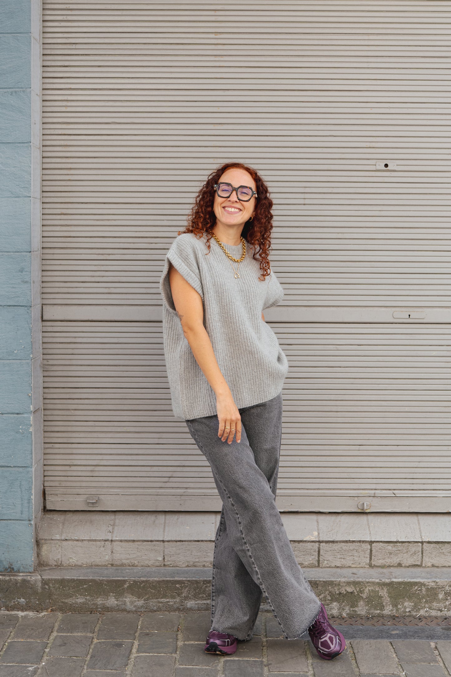 Wool Slipover Jumper / Vest - Light Grey