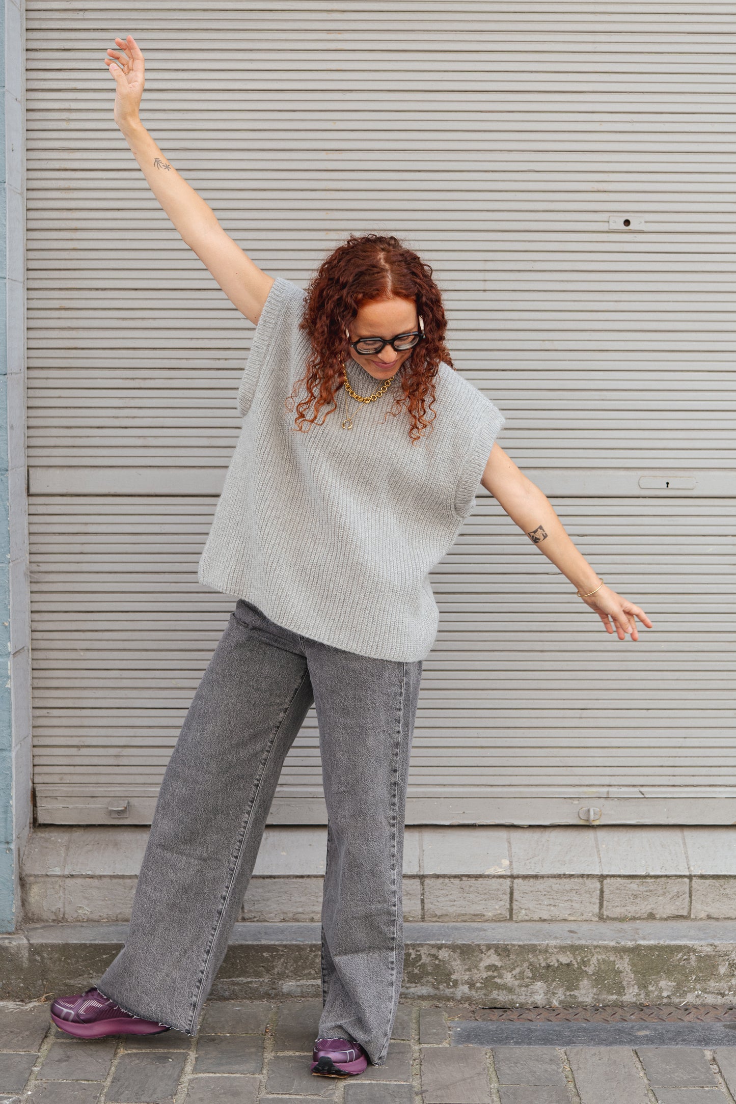 Wool Slipover Jumper / Vest - Light Grey