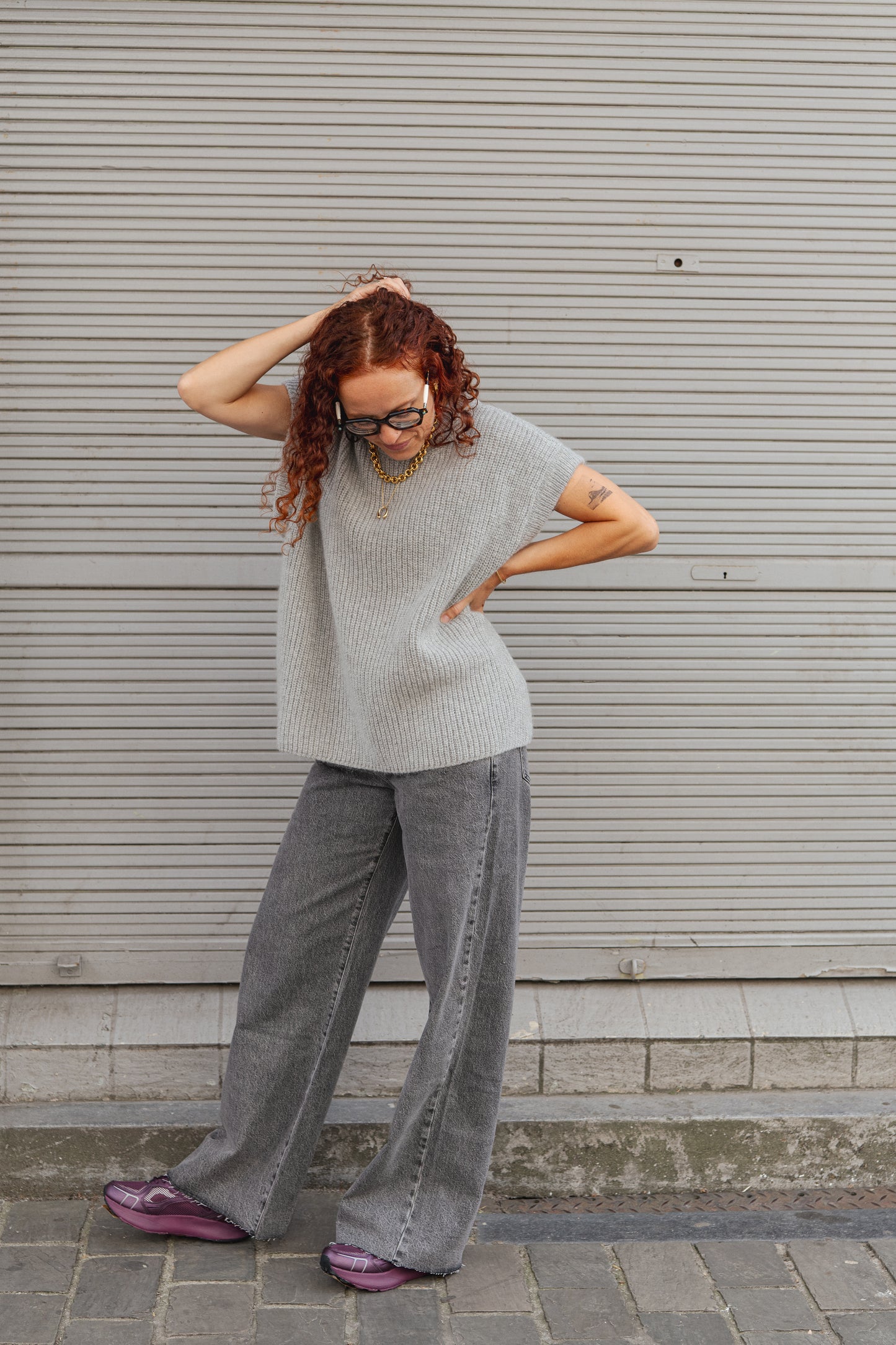 Wool Slipover Jumper / Vest - Light Grey