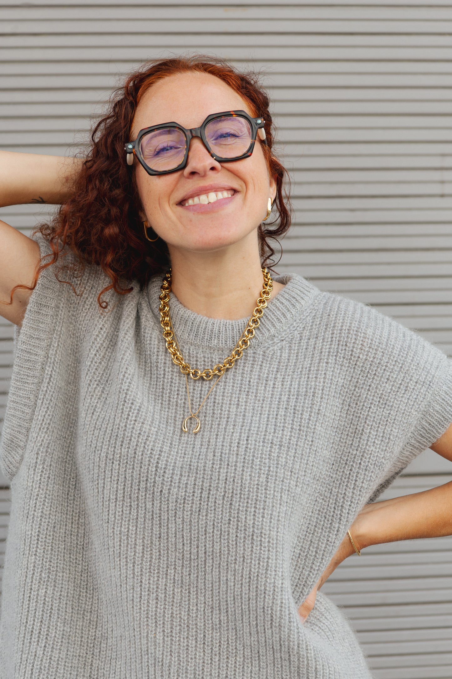 Wool Slipover Jumper / Vest - Light Grey