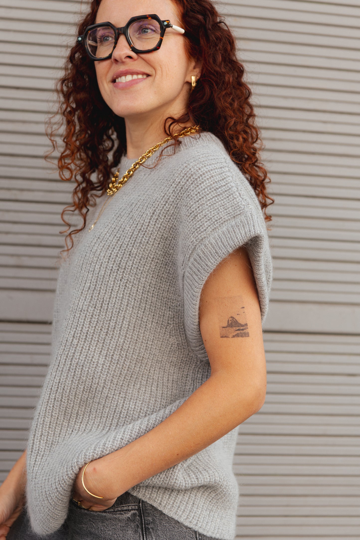 Wool Slipover Jumper / Vest - Light Grey