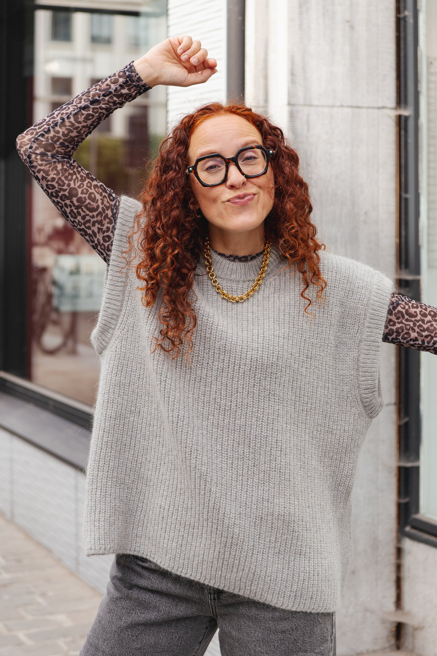 Wool Slipover Jumper / Vest - Light Grey