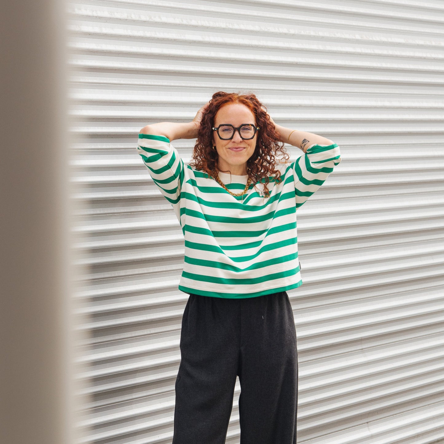 Frankaa Iconic Bold Sweater - Undyed/Emerald Green